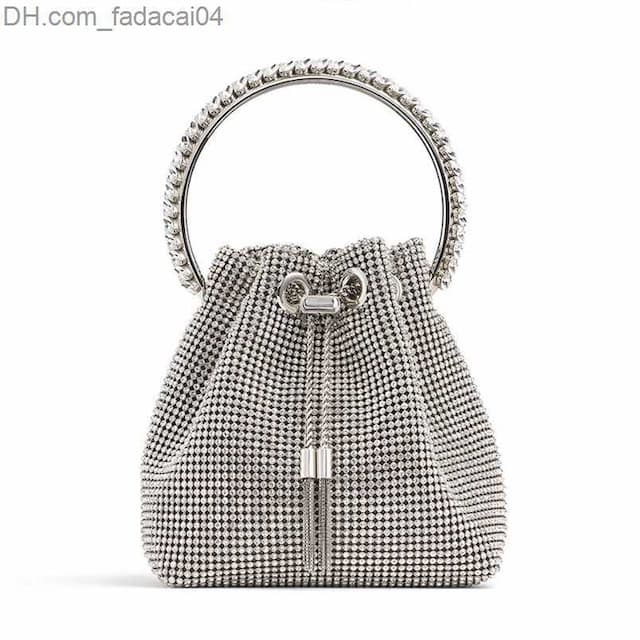 Evening Bags Luxury Diamonds Evening Bag Designer Crystal Mesh Bucket Handbags Rhinestones Chains Shoulder Crossbody Bags Small Party Purses 220614 Z230701